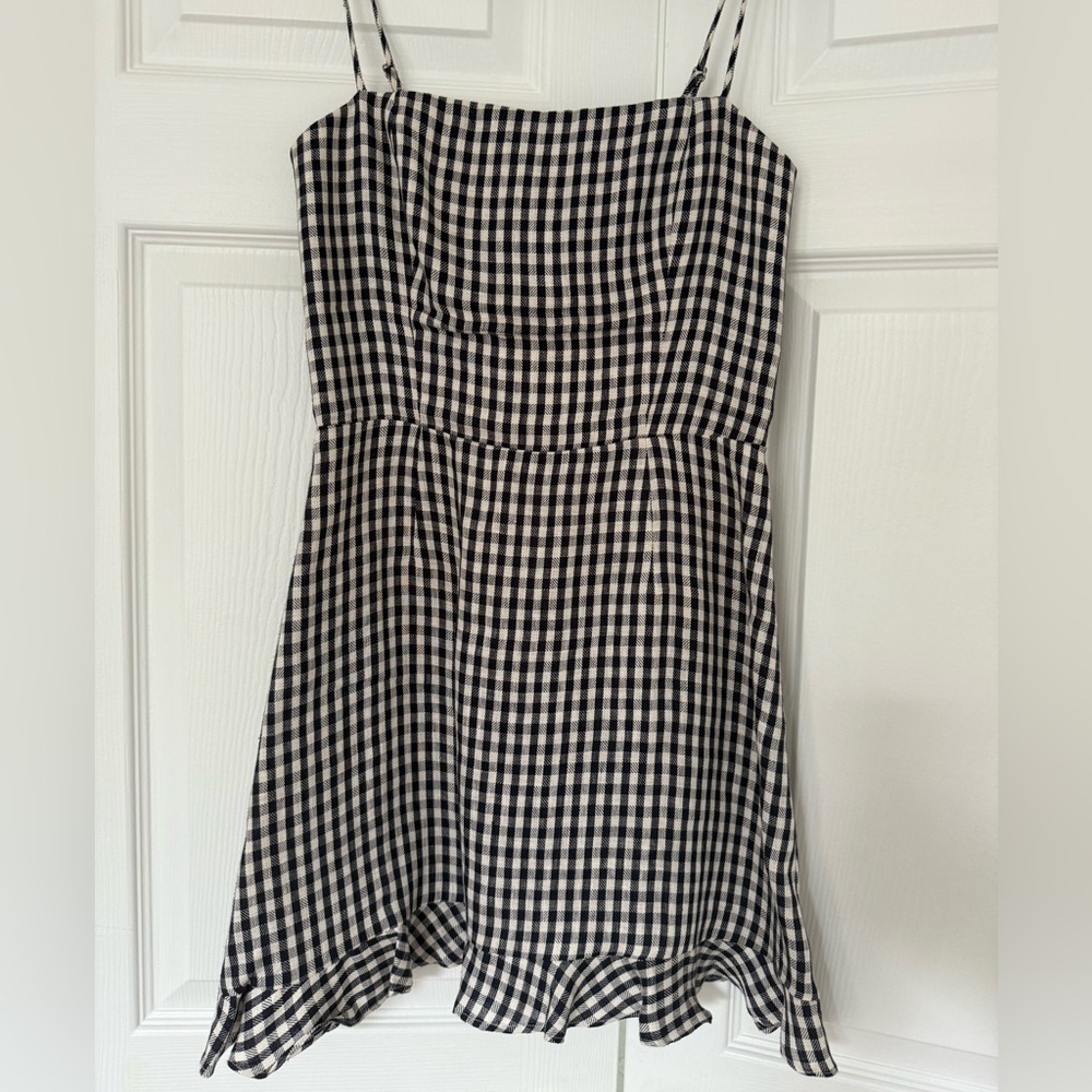 Reformation Black and White Gingham Mini Dress